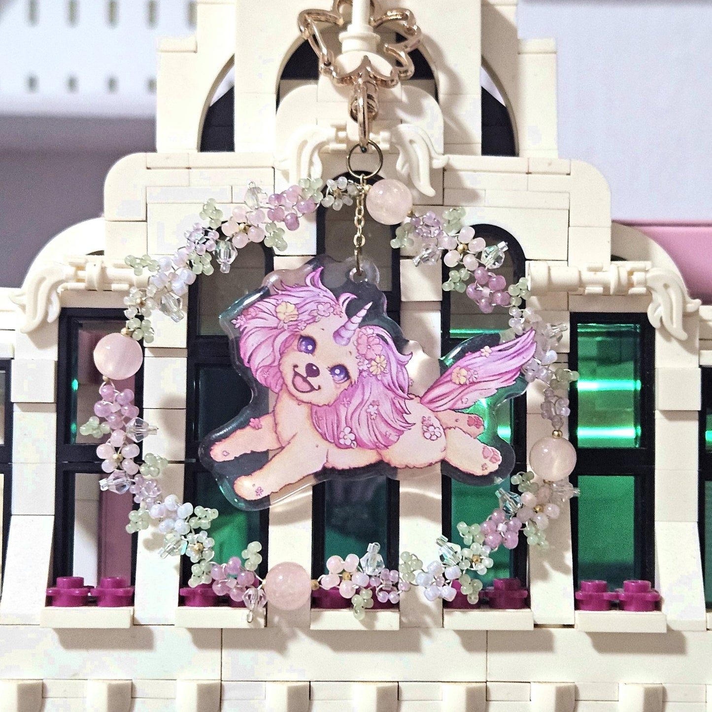 Beaded Treasure Unicorn Puppy Keychain - Dainty Treasures