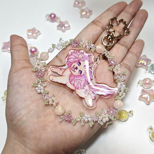 Beaded Treasure Unicorn Puppy Keychain - Dainty Treasures