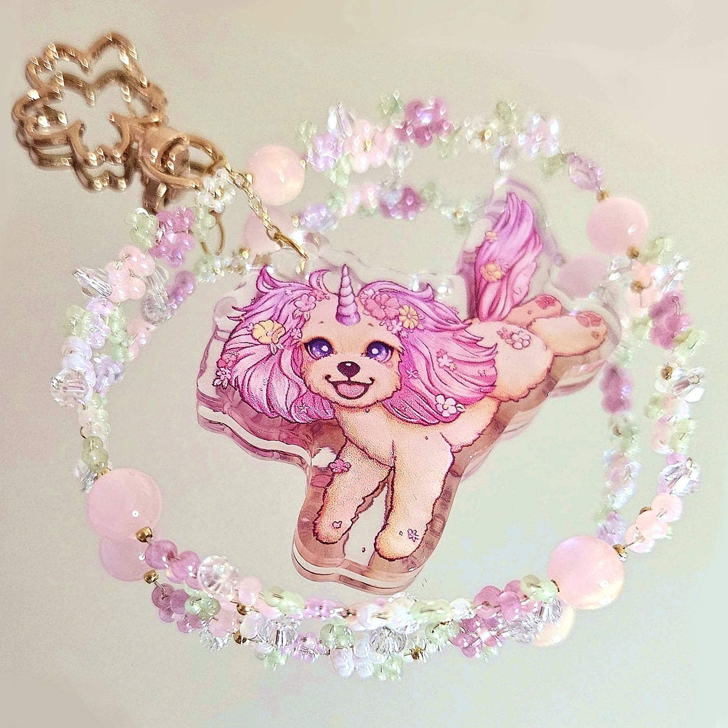 Beaded Treasure Unicorn Puppy Keychain - Dainty Treasures
