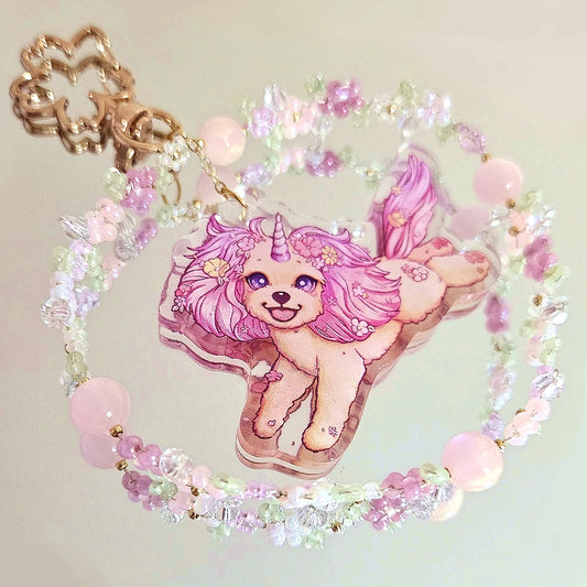 Beaded Treasure Unicorn Puppy Keychain - Dainty Treasures