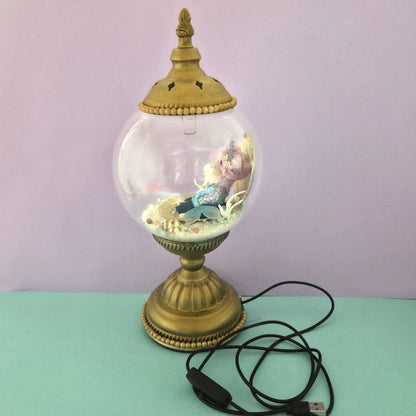 OOAK Mermaid Cat Terrarium Turkish Lamp - Dainty Treasures