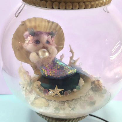 OOAK Mermaid Cat Terrarium Turkish Lamp - Dainty Treasures