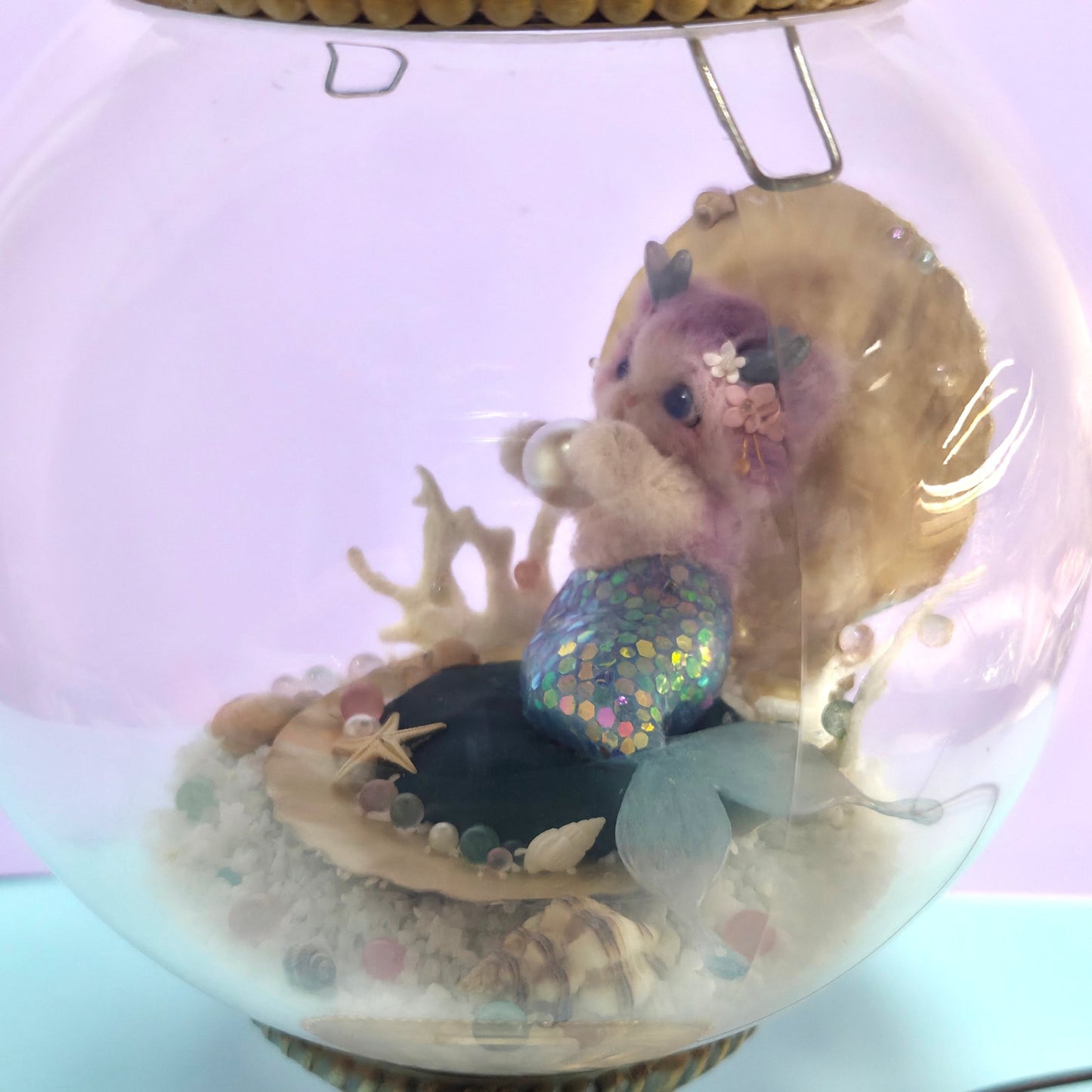 OOAK Mermaid Cat Terrarium Turkish Lamp - Dainty Treasures