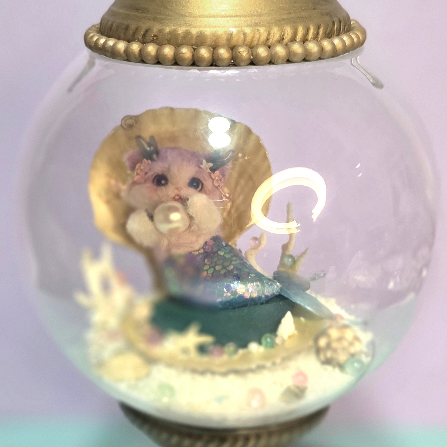 OOAK Mermaid Cat Terrarium Turkish Lamp - Dainty Treasures
