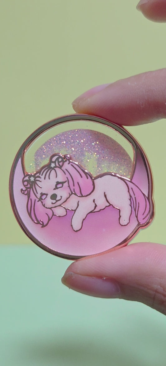 Glow-in-the-Dark Puppy Shaker Enamel Pin