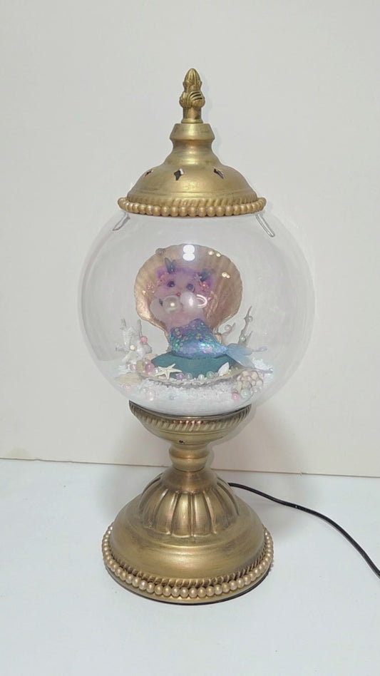 OOAK Mermaid Cat Terrarium Turkish Lamp
